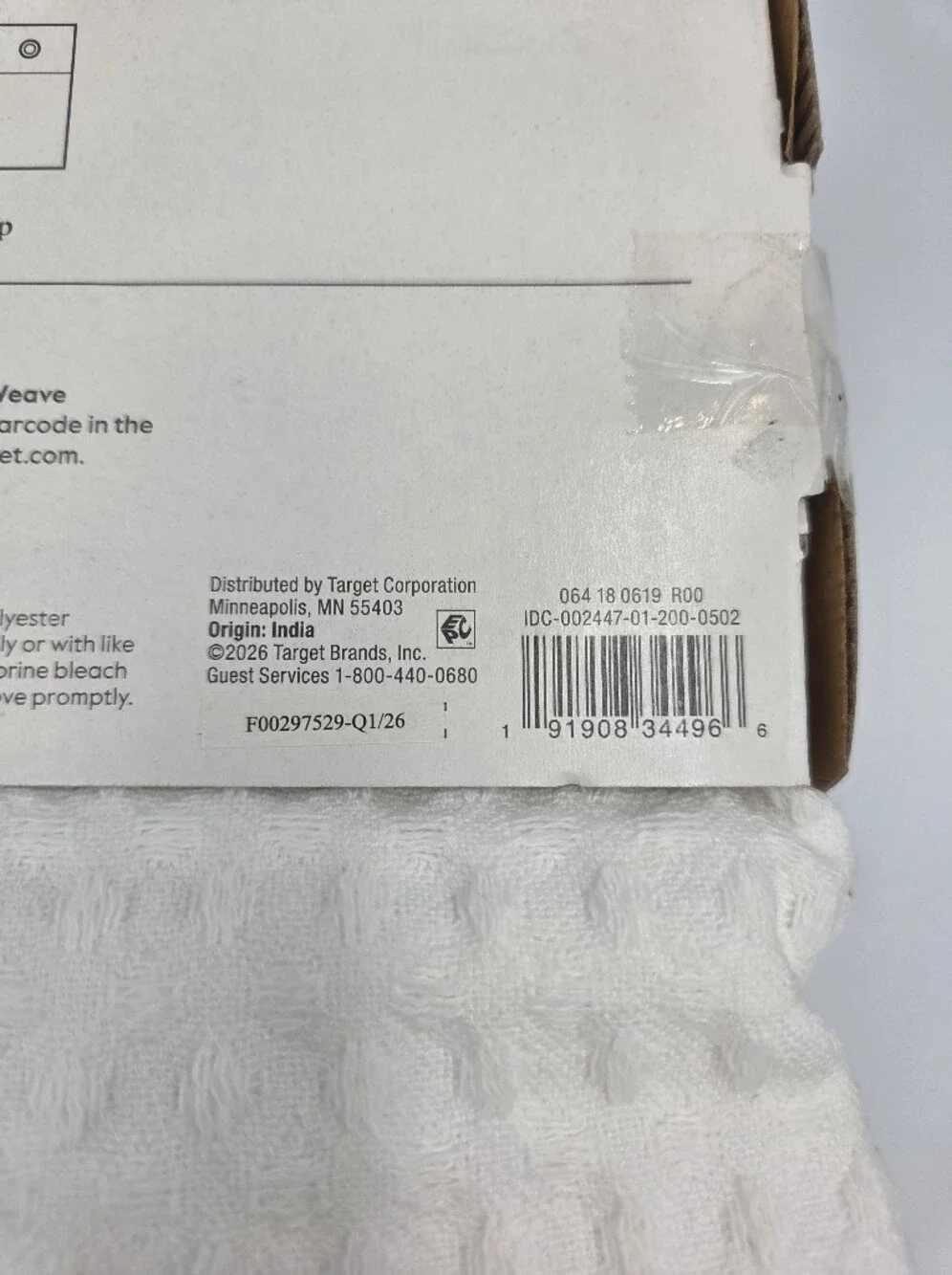 Threshold White Waffle-Texture Shower Curtain 72 In X 72 In Nwt